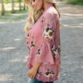 thumbnail image 4 of Womens Autumn Lace Floral Kimono Open Front Cardigan Fashion Casual 3/4 Sleeve Hollow Ruffle Loose Tops Blouses, 4 of 7