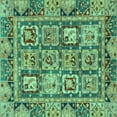 thumbnail image 1 of Ahgly Company Machine Washable Indoor Square Abstract Turquoise Blue Modern Area Rugs, 3' Square, 1 of 4