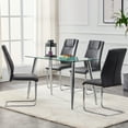 thumbnail image 3 of Modern Dining Chairs with PU Leather Padded Seat Dining Living Room Chairs Upholstered Chair with Metal Legs, Design for Kitchen, Living, Bedroom, Dining Room Side Chairs Set of 4 (Grey+PU), 3 of 9