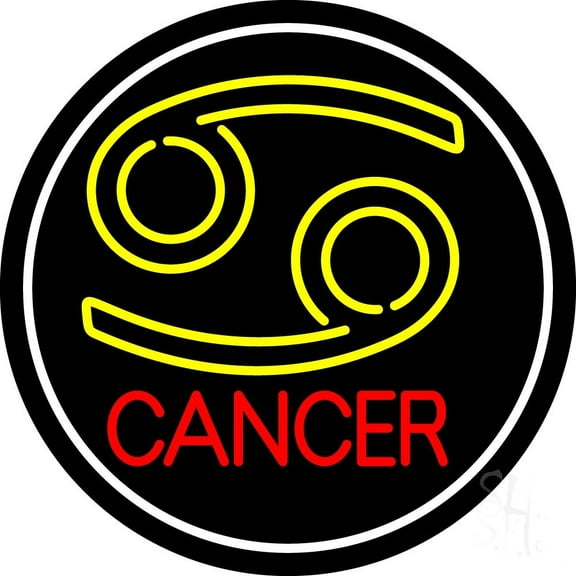 Zodiac Cancer White Border LED Neon Sign 26" Tall x 26" Wide - inches Black Square Cut Acrylic Backing, with Dimmer - Bright and Premium built indoor LED Neon Sign for Storefront.