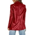 thumbnail image 3 of Long Sleeve Pu Jacket Turn-Down Collar Casual Faux-Leather Button Coat, 3 of 5
