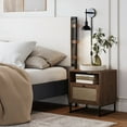 thumbnail image 2 of Nathan James Mina Boho Nightstand, Small Nightstand Table, Rattan End Table with Storage, Walnut Side Table with Rattan Accent, 2 of 6