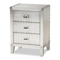 Baxton Studio Claude French Industrial Silver Metal 3-Drawer End Table
