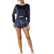 thumbnail image 2 of Conjuntos de chándal de terciopelo para mujeres INSPIRE CHIC, top corto con pantalones cortos, chándal de terciopelo de 2 piezas, conjunto de lounge azul S, 2 of 5