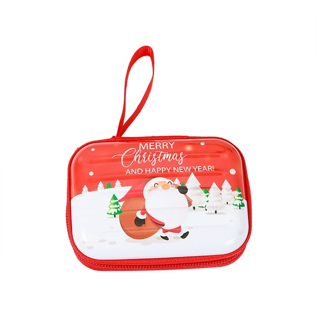 Christmas Decorations Outdoor Home Textile Storage Creative Rectangular Tinplate Storage Box Candy Jewelry Mini Zipper Storage Bag Storage case