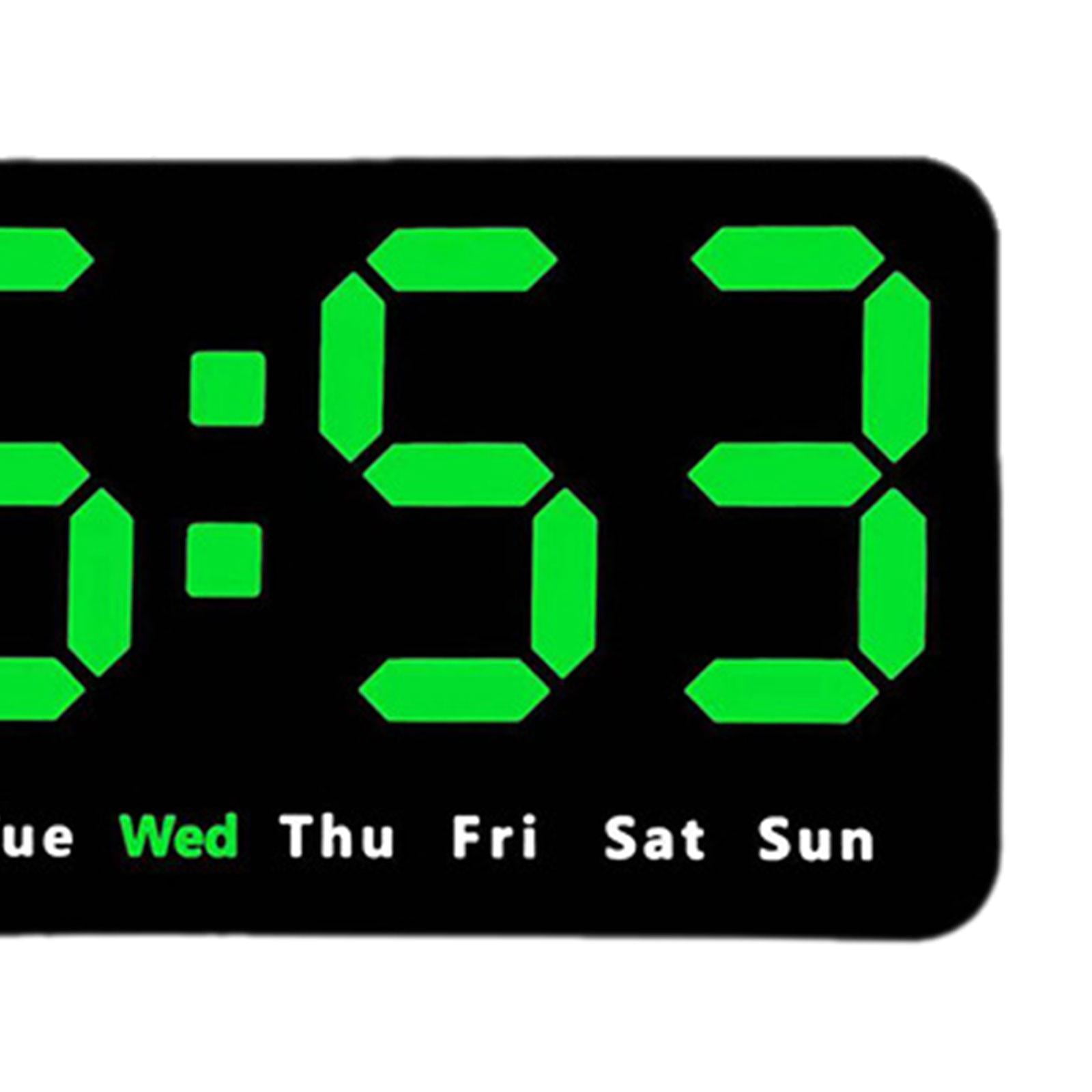 WLPZXP Digital Clock Desk Calendar Temperature Large Display LED Alarm Clock Wall Clock Green