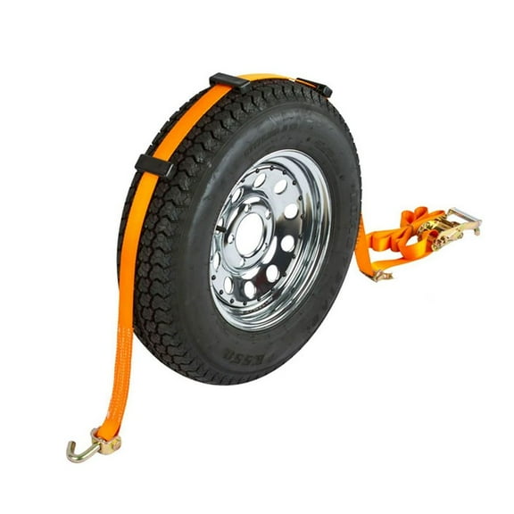 Auto Hauler Wheel Bonnet Ratchet Tie-Down Strap
