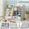 thumbnail image 5 of 4 Tier Kids Bookshelf and Storage Organizer, Five Layer Sling Children Bookcase, Baby Toddler Wooden Book Shelf, Display Cabinet for Playroom, Bedroom, Classroom, Nursery, School (Grey), 5 of 14