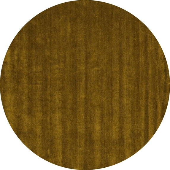 Ahgly Company Indoor Round Abstract Yellow Contemporary Area Rugs, 4' Round