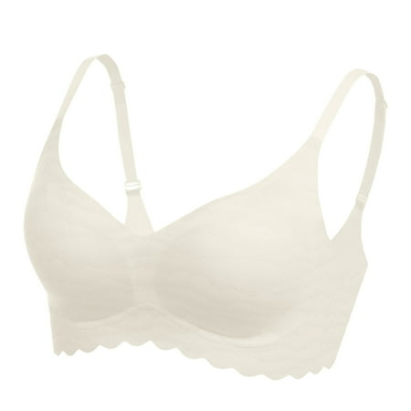 LIUCZHIOP Bras For Women Underwire Seamless Minimizer Push-Up Lightweight Latex Support Underwear Lift Beige L