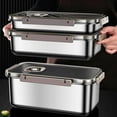 thumbnail image 3 of (Grande Rectangular) Acero Inoxidable Alimentos Sellado Almacenamiento Crisper Caja Con Tapa, 3 of 12