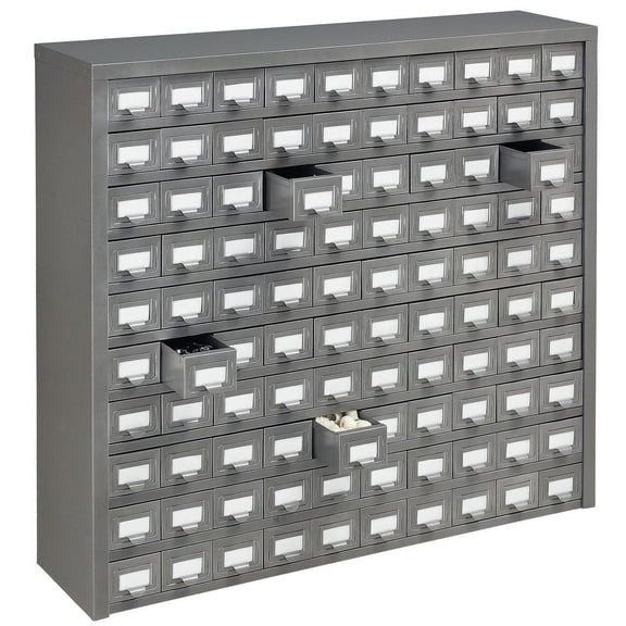 Global Industrial 100 Drawer Cabinet, Steel, 36x9x34-1/2