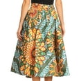 thumbnail image 2 of Sakkas Celine African Dutch Ankara Wax Print Full Circle Skirt - 535-Teal / Orange - One Size Regular, 2 of 5