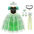 thumbnail image 1 of Uraqt Vestido de Princesa para niñas Fiesta de Nieve Cosplay Disfraz de Princesa Vestido para niñas pequeñas con Varita Corona Tiara, 1 of 1