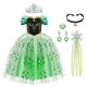 thumbnail image 1 of Uraqt Vestido de Princesa para niñas Fiesta de Nieve Cosplay Disfraz de Princesa Vestido para niñas pequeñas con Varita Corona Tiara, 1 of 1