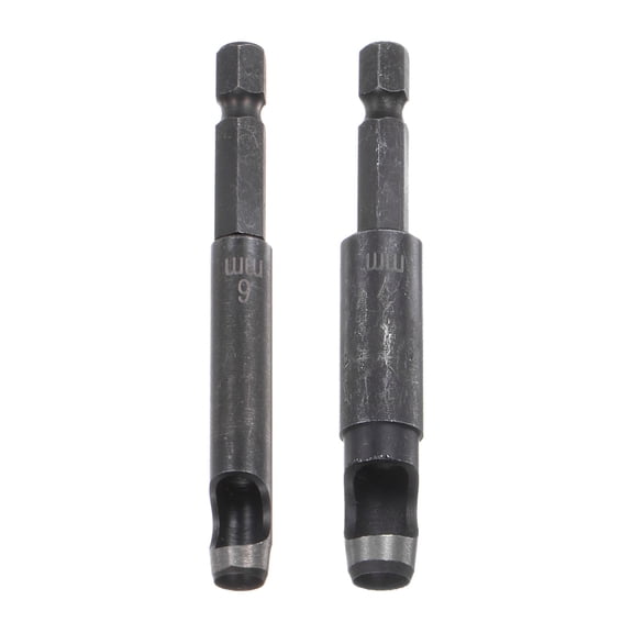 Leather Hollow Punch Set 1/4 Hex Shank for Drills, 6mm 7mm Dia Rotary Hole Punches for Leathercraft Working