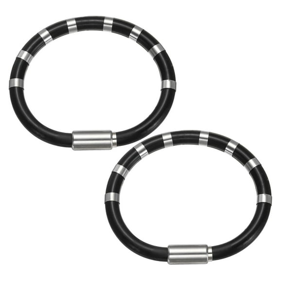 Uxcell Anti Static Bracelet, 8 Loops Magnetic Anti Static Bracelet Power Balance Wrist Strap Energy Sport Bracelets for Eliminate Static, Black 2Pack
