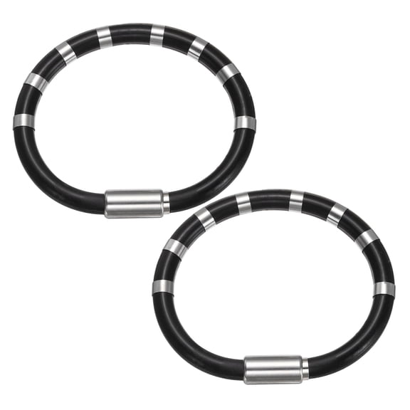 Uxcell Anti Static Bracelet, 8 Loops Magnetic Anti Static Bracelet Power Balance Wrist Strap Energy Sport Bracelets for Eliminate Static, Black 2Pack