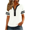 thumbnail image 2 of Ahabrexf Short Sleeve Blouse, Women's Relaxed Fit Color Block Casual Zip Front Tee for Everyday Wear, 2 of 8