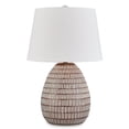 thumbnail image 3 of Gyen 29 Inch Table Lamp, Antique White Pattern Pot Base, Gray Empire Shade, 3 of 8