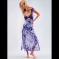 thumbnail image 3 of Vestidos Largos de Verano Y2K con Encaje, Retazos, , Estampado Floral, Escote Corazón, Espalda Descubierta y Abertura para Mujer Púrpura L, 3 of 5