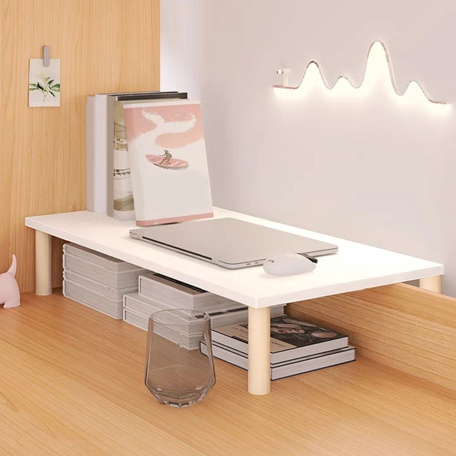 ChicYu Desktop Elevated Storage Rack Space-Saving Under Desk Organizer Stand Multi-Functional Shelf for Office Phones Home Office Organization
