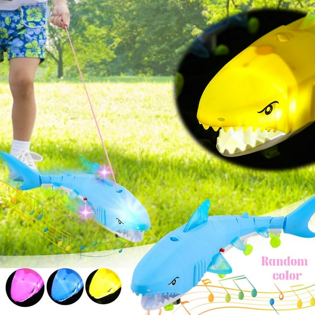 MesaSe Electric Walking Singing Musical Light Up Shark Toy With Leash Kids Interactive Toy Christmas Toy Gift Random Color