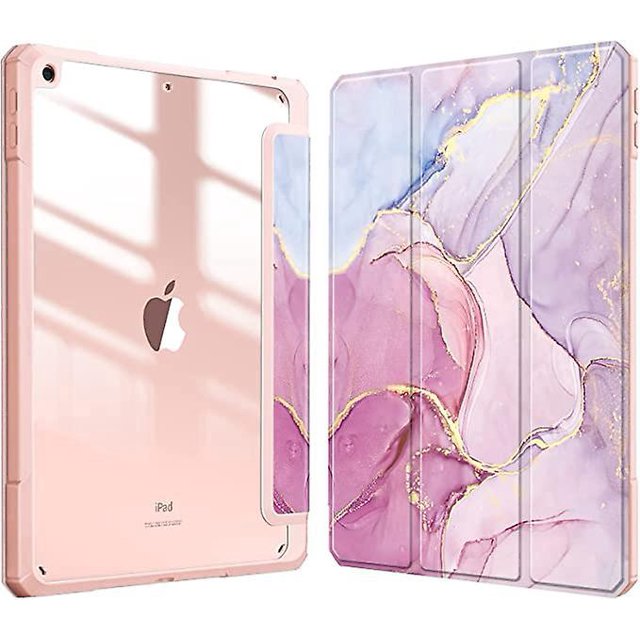 coque De Protection Motif Marbre Rose Compatible Ipad 9me/8me/7me Gnration (modelos 2021/2020/2019, 10,2 Pouces) - Coque Antichoc, Dos Transparente,