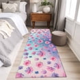 thumbnail image 4 of Runner Rug 2'x6', Spring Floral Washable Non-Slip Hallway Runner Rugs, Purple Pink Blue Flower Botanical Ombre Bedside Rugs Floor Mats Carpet Runners for Kitchen Bathroom Laundry Room, 4 of 8