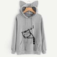thumbnail image 3 of Vente Chaude Femmes Sweat à Capuche Décontracté à Manches Longues avec Oreilles 3D de Chat Dessin Animé Uni Chandail en Molleton à Capuche Mode pour Femmes, 3 of 3