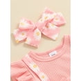 thumbnail image 6 of Suealasg Newborn Baby Girl Clothes Fly Sleeve Daisy Print Bow Romper with Headband Set 2Pcs Infant Summer Photoshoot Outfits, 6 of 7