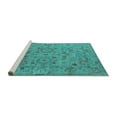 thumbnail image 2 of Ahgly Company Machine Washable Indoor Square Oriental Turquoise Blue Industrial Area Rugs, 5' Square, 2 of 4