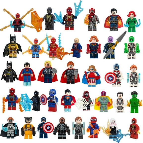 36Pcs super toys heros action figure Building Blocks Set, 1.77 inch mimifigures Kits Best Gift for Boys Kids