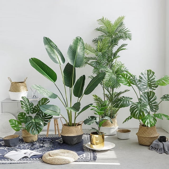 Plantas verdes simuladas, luces de interior, pisos de lujo, turismo, plantas de banano, plantas en macetas, decoración de sala de estar, flores y árboles falsos
