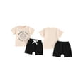 thumbnail image 2 of Suealasg 2Pcs Toddler Boy Clothes 3M 6M 12M 18M 24M 3T Kids Baby Boy Summer Casual Outfits Short Sleeve Letter Sun Print T-Shirt +Elastic Waist Shorts Set, 2 of 8