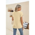 thumbnail image 3 of Anbech Women V Neck Lace Shirt Short Petal Sleeve Tshirt Casual Loose Summer Tee Tops, 3 of 7