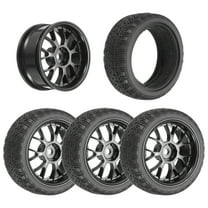 4-Pair High-Grip RC Car Tire & Wheel Set for 1/10 On-Road Touring Cars - Soft Rubber Tyres with 12mm Hubs, Black, Type I