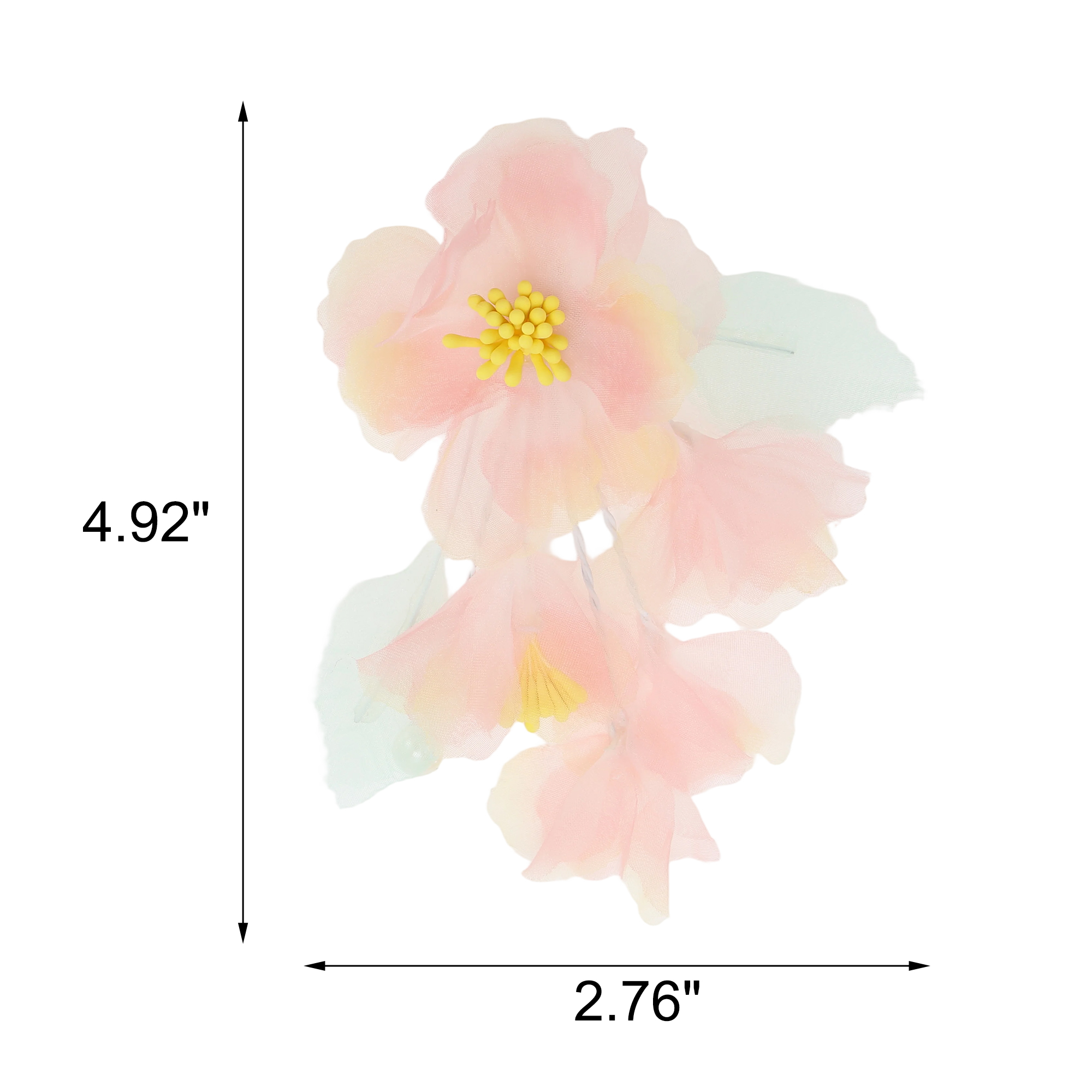 Unique Bargains Light Pink Flowers Pattern Hair Clip Measuring 2.76"x4.92"