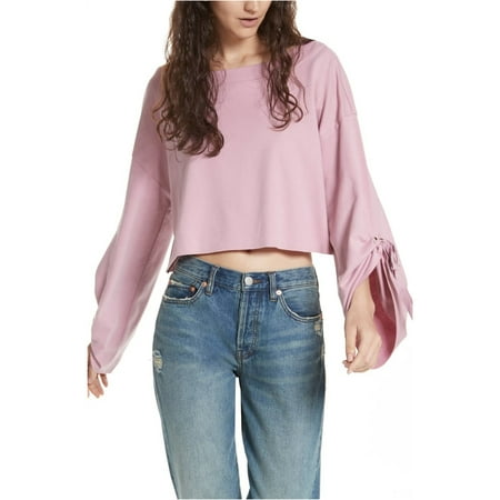 Free People Womens Holala Statement Sleeve Crop Sweatshirt
