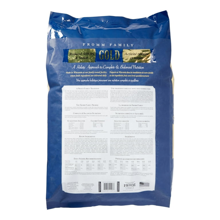 Fromm Reduced Activity Senior Gold Premium Dog Food Senior Dry Dog Food for Medium Small Breeds Chicken Recipe 15 lb 15 Pound Pack of 1 Walmart