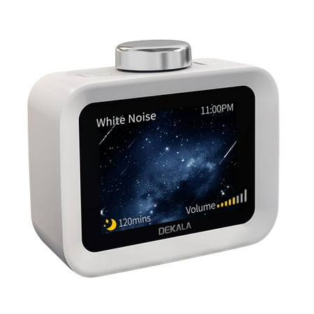 Dekala AuraDot White Noise Sound Machine for Sleep w/Temperature Humidity Monitor, 30 Non-Loop Soothing Sounds, Timer/Play All Night, IPS Screen Sleep Animation, 7-Day Programmable 4 Alarm Clock
