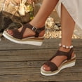 thumbnail image 6 of Pandaie Wedge Sandals for Women Dressy Platform Summer Espadrille Ankle Strap Comfortable Womens Shoes with Arch Support Coffee,9.5, 6 of 9