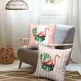 thumbnail image 3 of Pink Flamingo Outdoor Pillow Covers 20x20 Set of 2 Tropical Green Leaves Abstract Arch Pink White Striped Decorative Pillow Cases Spring Summer Farmhouse Decor for Home Couch Sofa, 3 of 6