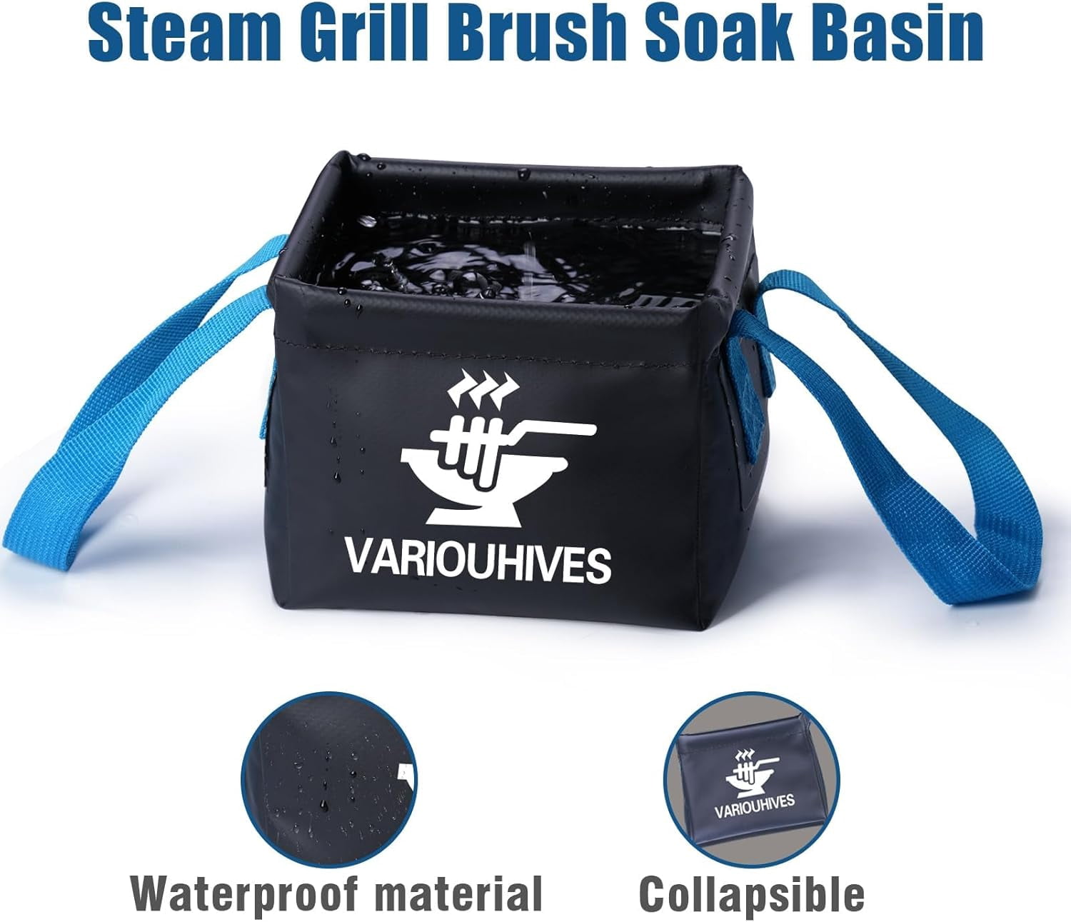 Collapsible Water Bucket for Grill Brush Heads,    for Grills, Foldable Storage Solution