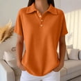 thumbnail image 2 of YigeTops Short Sleeve Tops for Women Collared Casual Pullover Lightweight Spring Summer Casual Tops Orange 3XL, 2 of 6