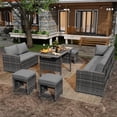 thumbnail image 4 of AECOJOY Outdoor 7-Piece Rattan Wicker Sectional Sofa Couch, Patio Dining Conversation Set, Gray, 4 of 8