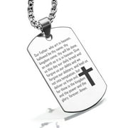 Stainless Steel The Lord’s Prayer Dog Tag Pendant Necklace