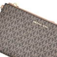 thumbnail image 4 of Michael Kors Women's Jet Set Travel Large Top Zip Logo Print Canvas Wristlet Pouch (Brown), 4 of 5