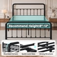 thumbnail image 6 of Isvyn Queen Bed Frame, Metal Platform Bed Frame with Vintage Pattern Headboard, Black, 6 of 9