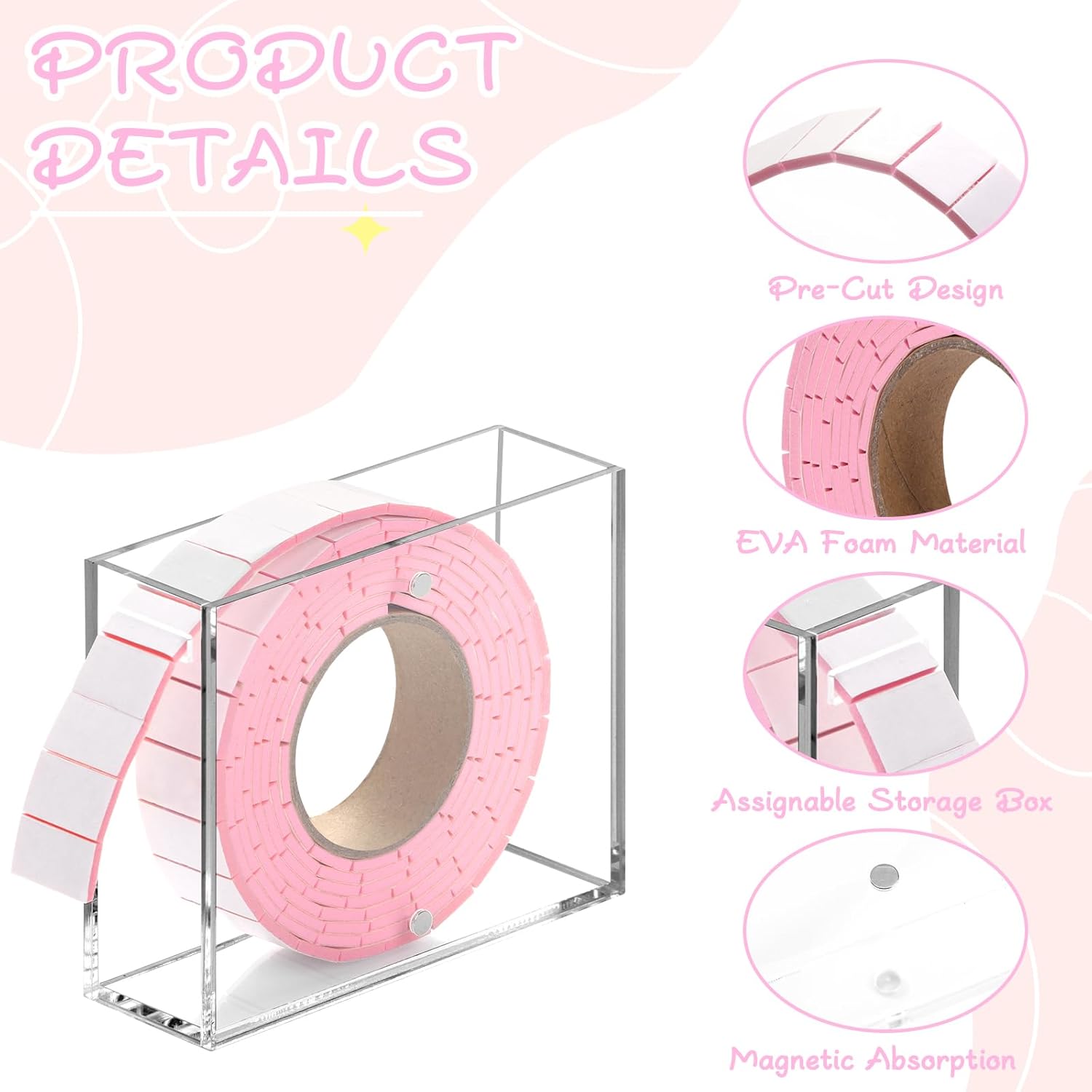 168 Pcs Foam Tape Craft Double Sided Precut 3/4 X 1/2 Inch 3D Adhesive Foam Squares Self Adhesive Dots Purple for Halloween Christmas DIY Crafts Art Sewing Supplies (1 Tape, White)